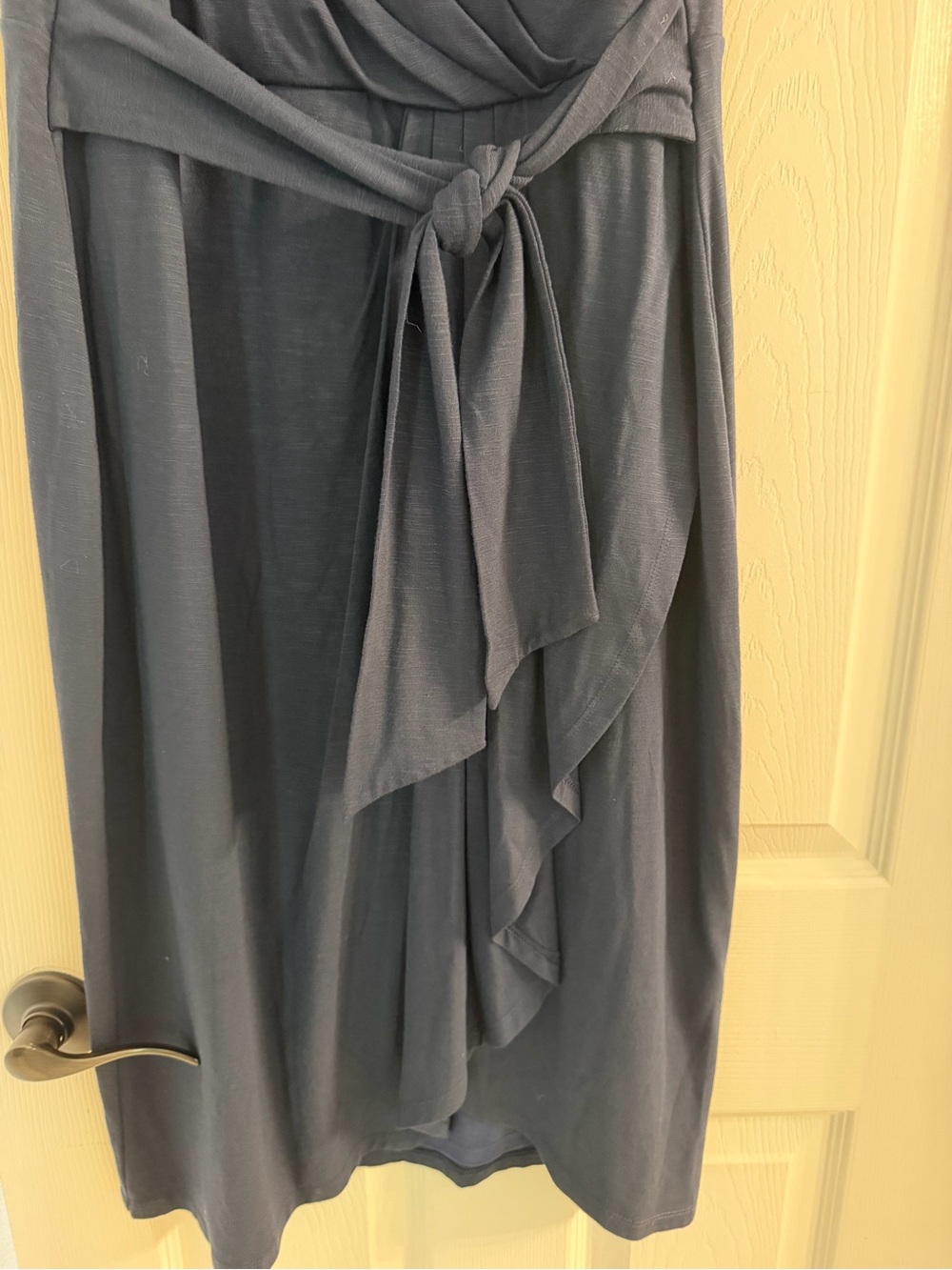 NWT White House Black Market Navy Blue Draped Wrap Dress – Size 14 - Picture 5 of 7